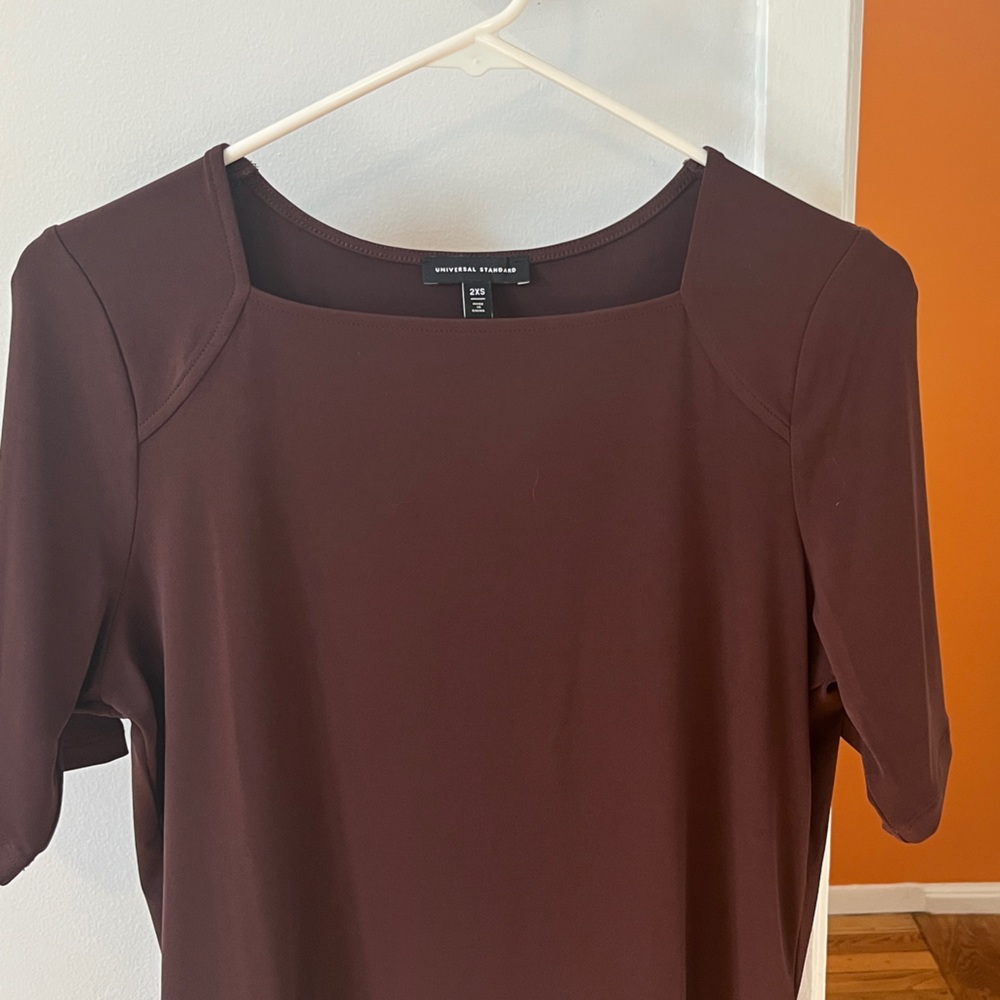 Universal Standard Envelope Neck Top, Deep Maroon Elbow Sleeve